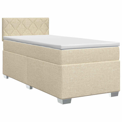 Letto box spring con materasso Crema 90 x 190 cm Tessuto