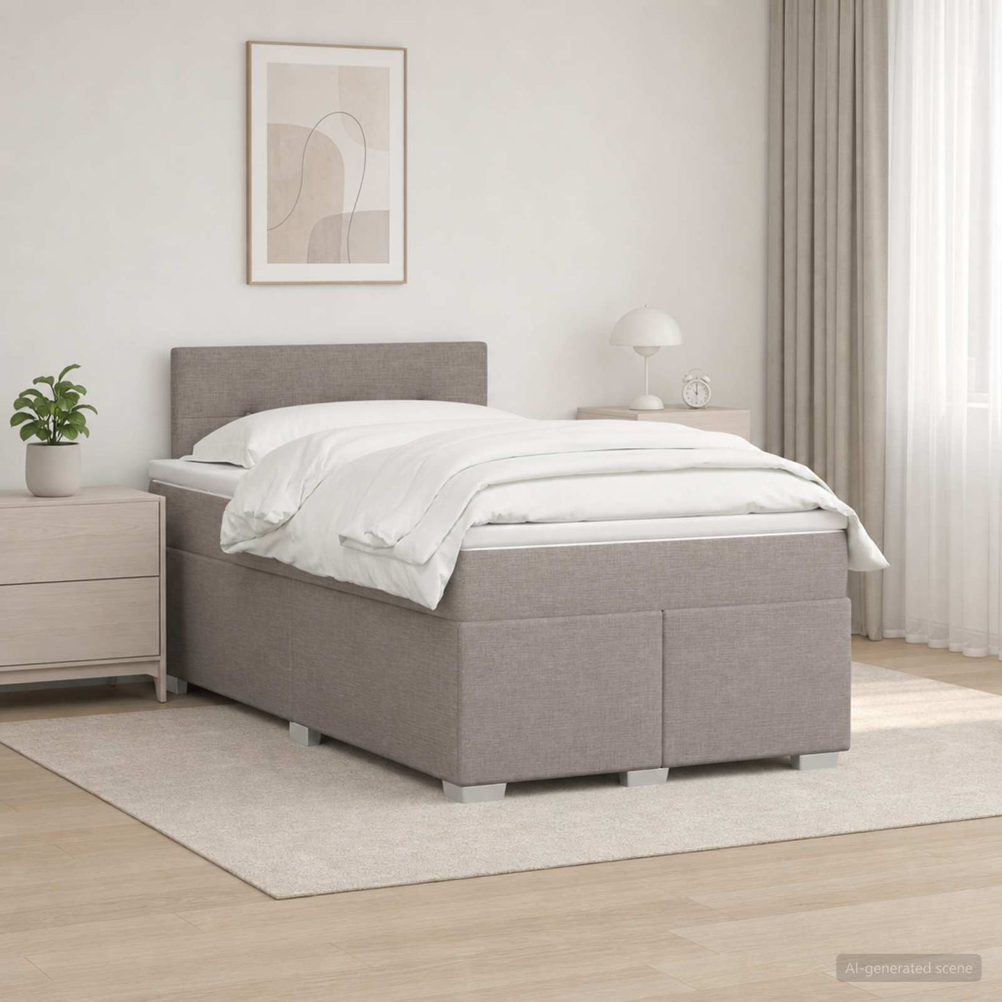 Letto box spring con materasso Tortora 120 x 190 cm Tessuto