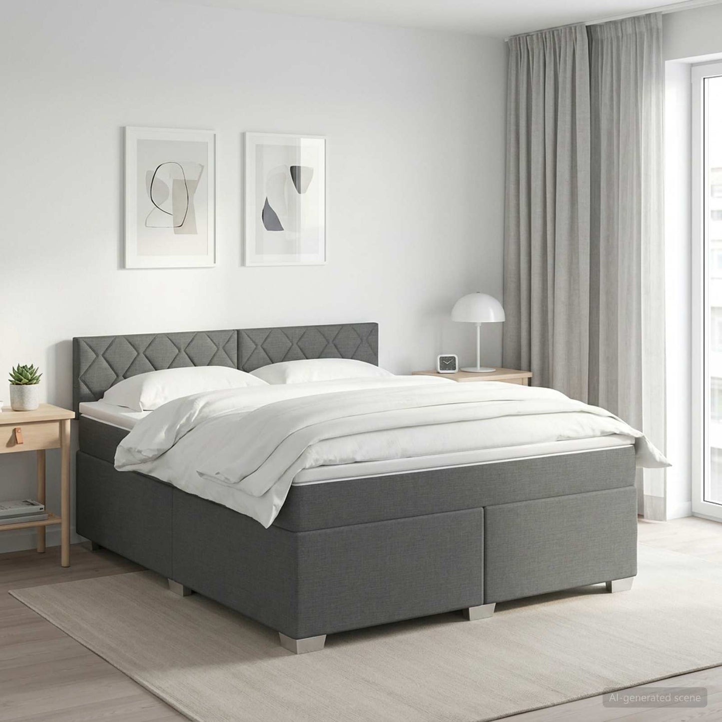 Letto box spring con materasso Grigio Scuro 160 x 200 cm | homemem39
