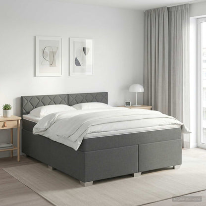 Letto box spring con materasso Grigio Scuro 160 x 200 cm | homemem39