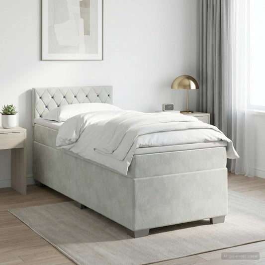 Letto box spring con materasso Grigio Chiaro 90 x 190 cm - homemem39