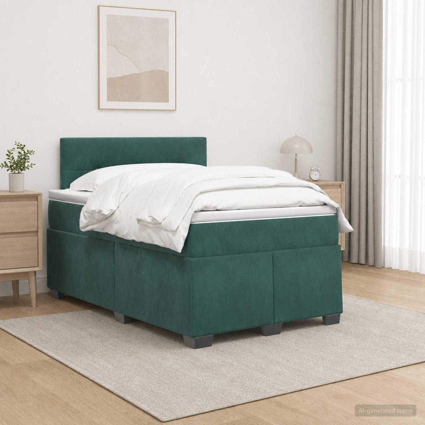 Letto box spring con materasso Verde Scuro 120 x 200 cm Velluto | homemem39