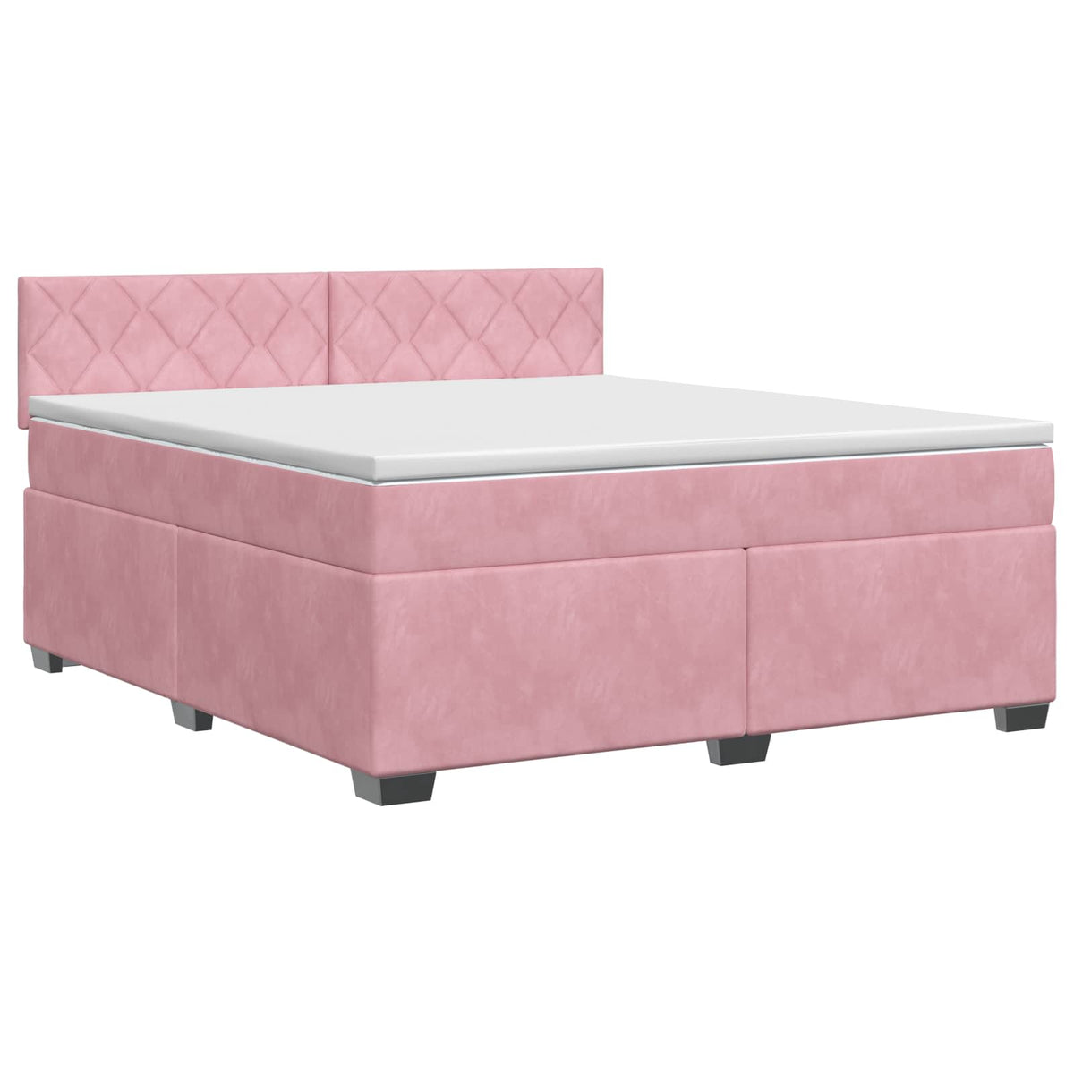 Letto box spring con materasso Rosa 140 x 190 cm Velluto | homemem39
