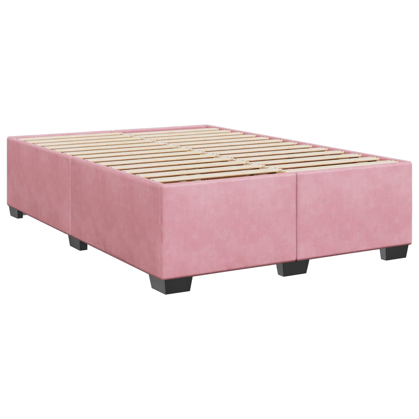 Letto box spring con materasso Rosa 140 x 200 cm Velluto