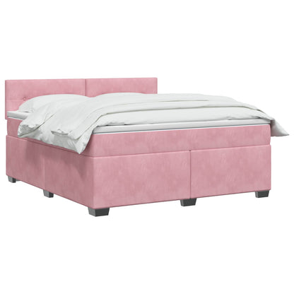 Letto box spring con materasso Rosa 140 x 200 cm Velluto