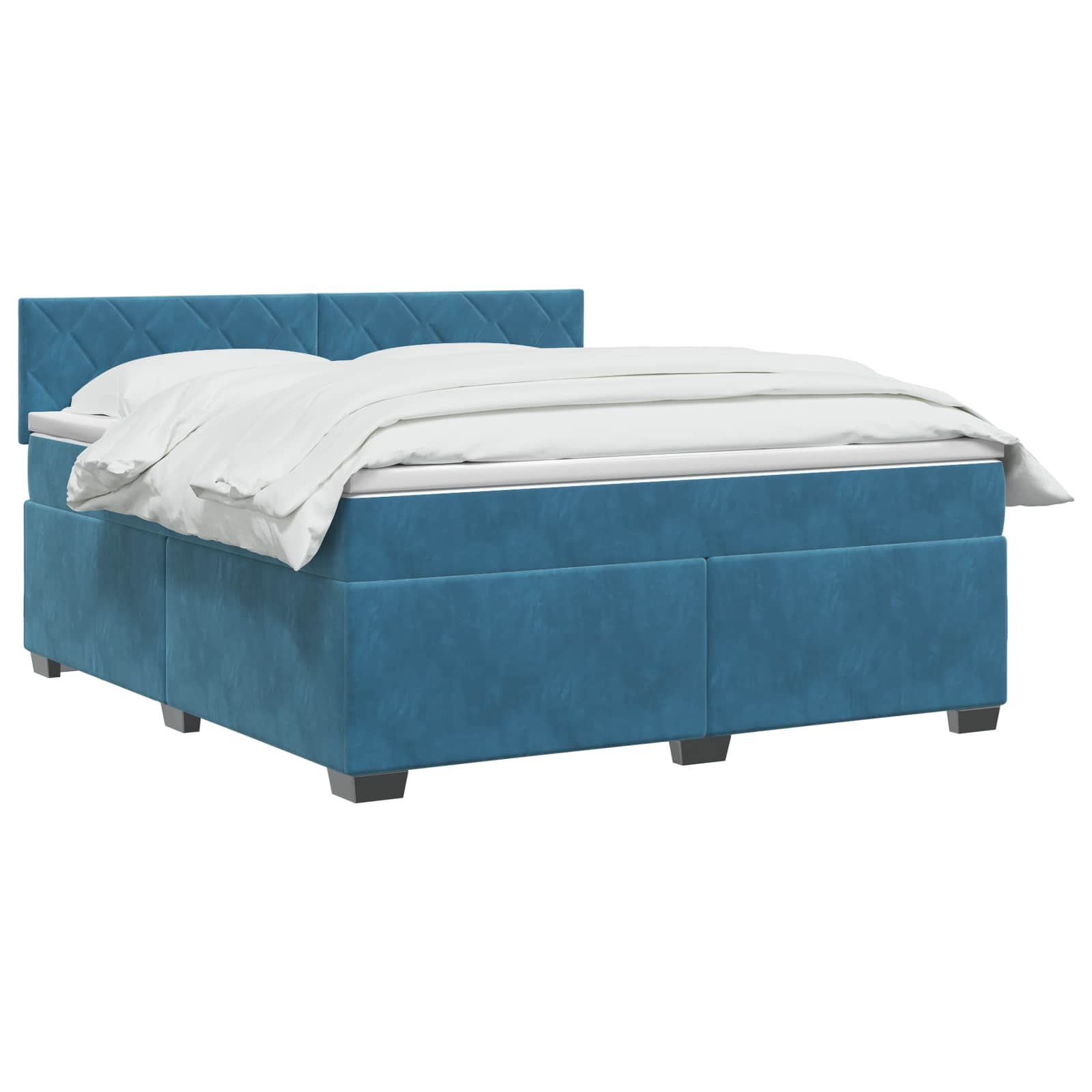 Letto box spring con materasso Blu Scuro 140 x 200 cm Velluto | homemem39