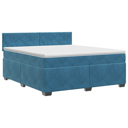 Letto box spring con materasso Blu Scuro 160 x 200 cm Velluto