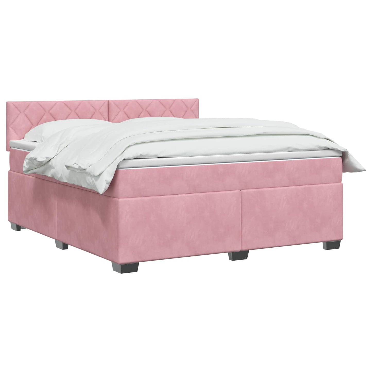 Letto box spring con materasso Rosa 160 x 200 cm Velluto | homemem39