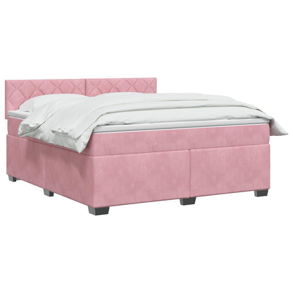 Letto box spring con materasso Rosa 160 x 200 cm Velluto | homemem39