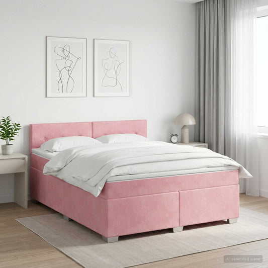 Letto box spring con materasso Rosa 140 x 200 cm Velluto - homemem39