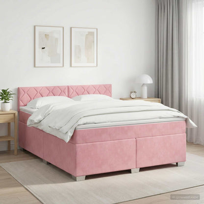 Letto box spring con materasso Rosa 140 x 190 cm Velluto | homemem39