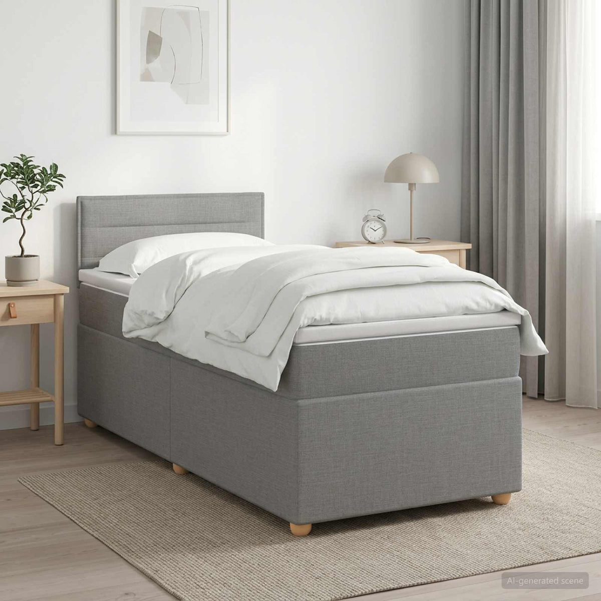 Letto box spring con materasso Grigio Chiaro 90 x 200 cm | homemem39
