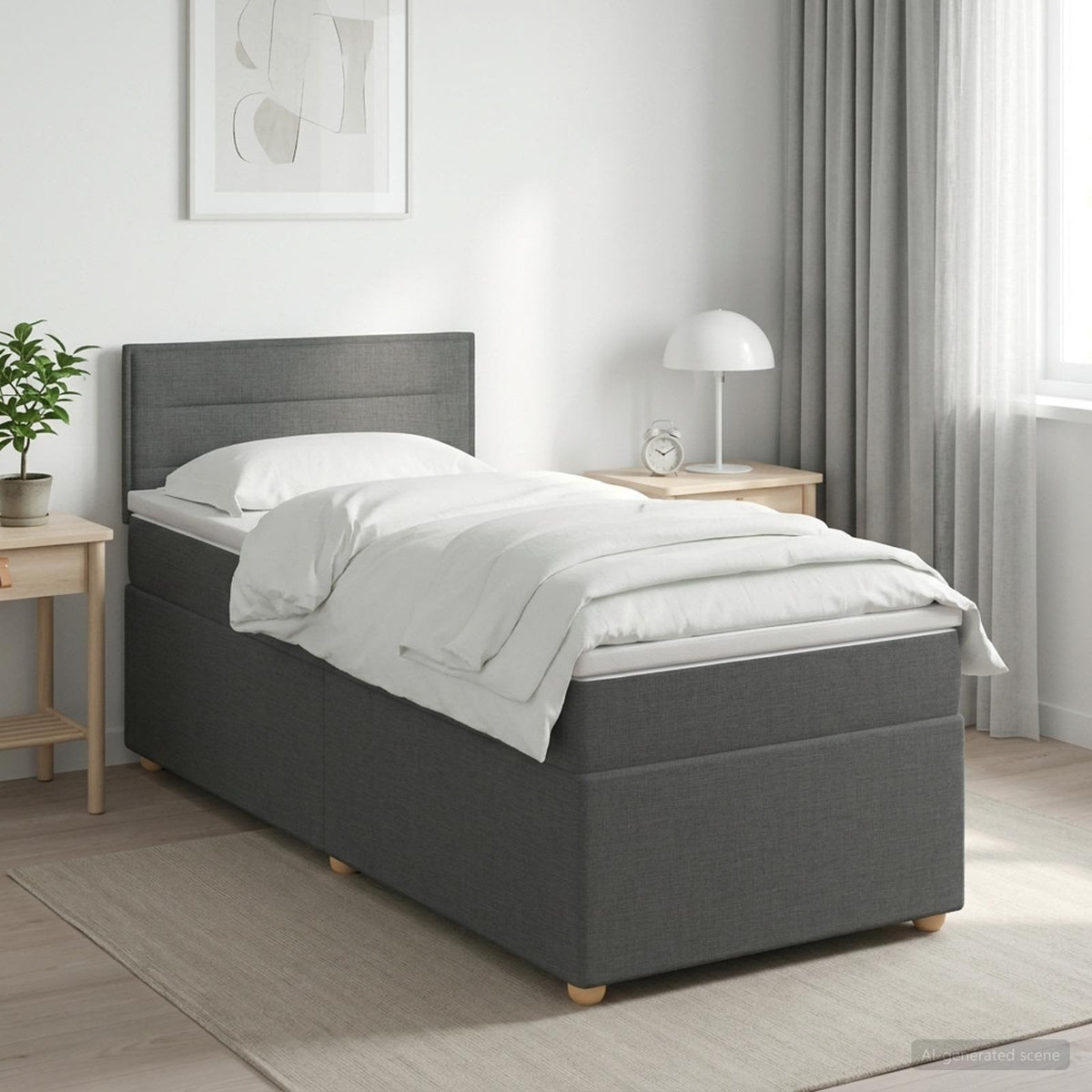 Letto box spring con materasso Grigio Scuro 100 x 200 cm | homemem39