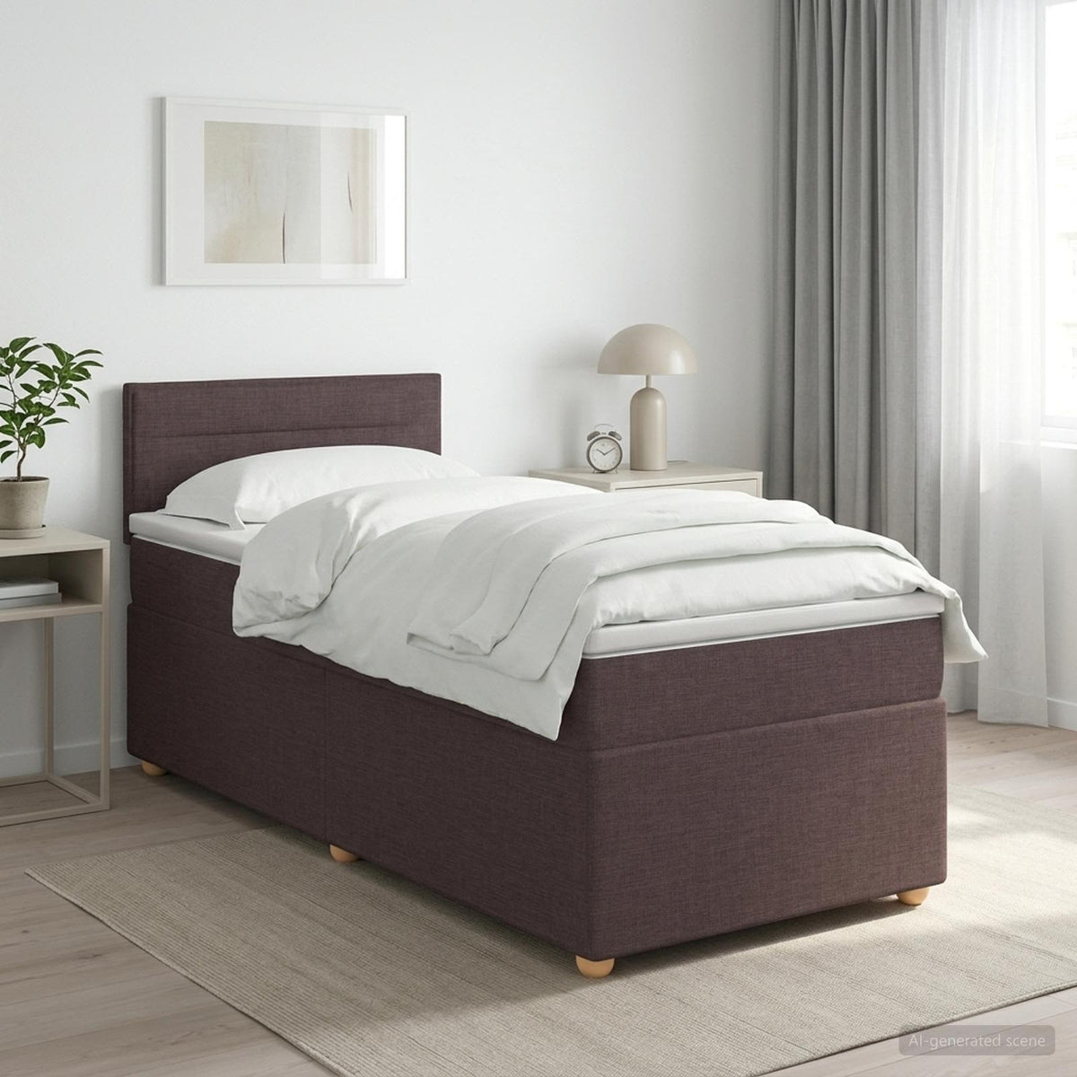Letto box spring con materasso Marrone Scuro 100 x 200 cm