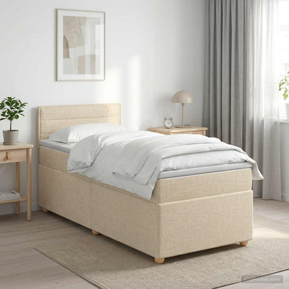 Letto box spring con materasso Crema 90 x 190 cm Tessuto | homemem39