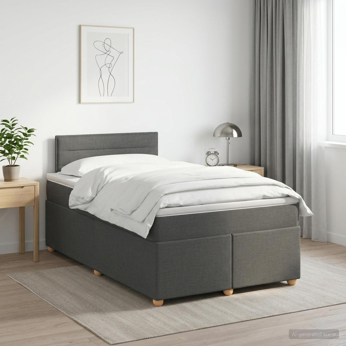 Letto box spring con materasso Grigio Scuro 120 x 190 cm
