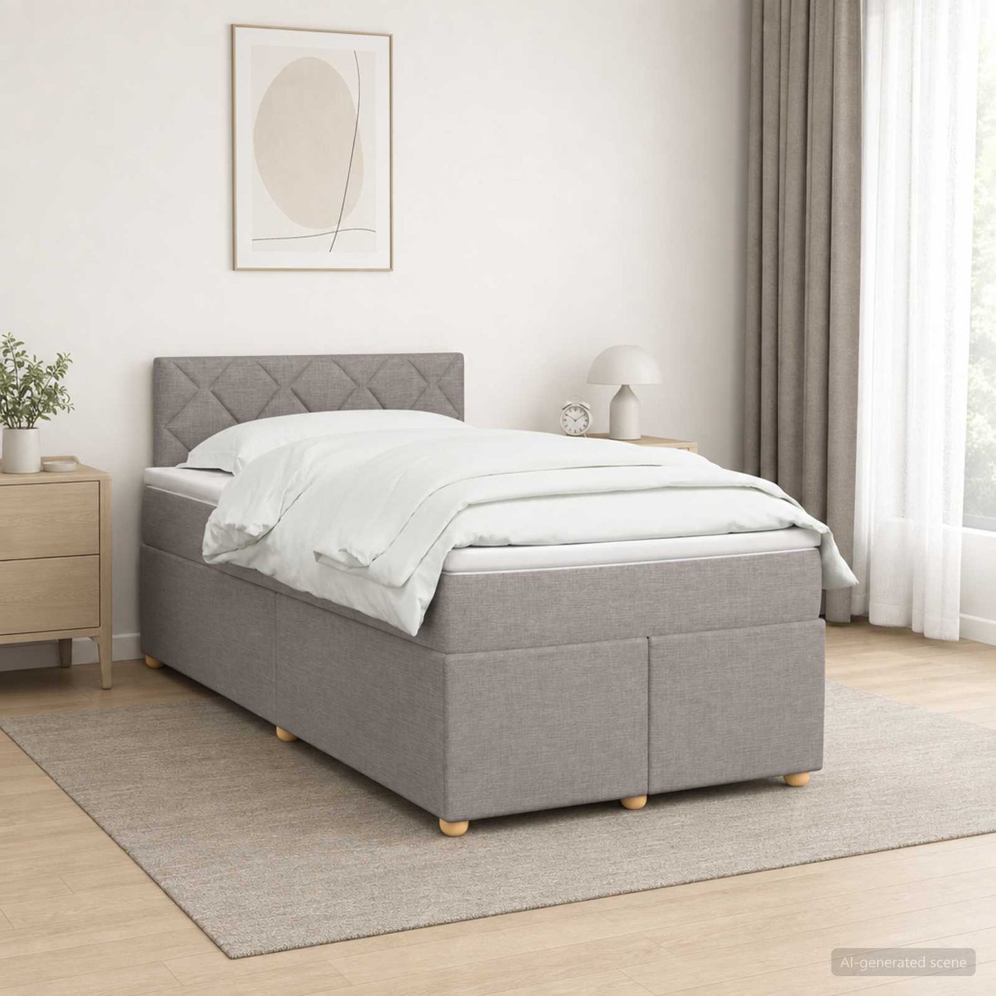 Letto box spring con materasso Tortora 120 x 200 cm Tessuto