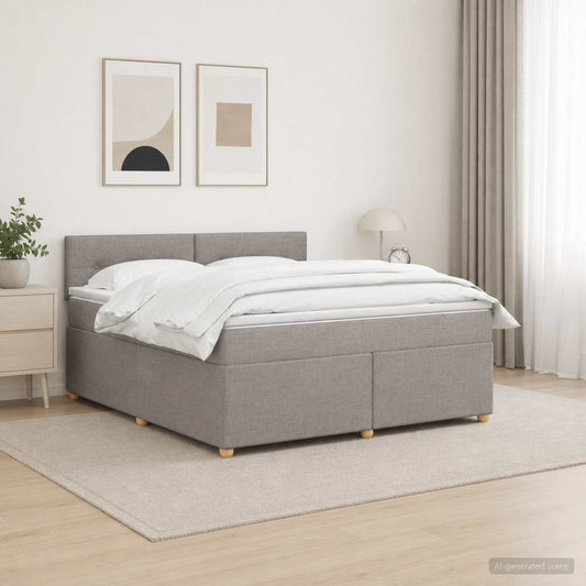 Letto box spring con materasso Tortora 180 x 200 cm Tessuto - homemem39