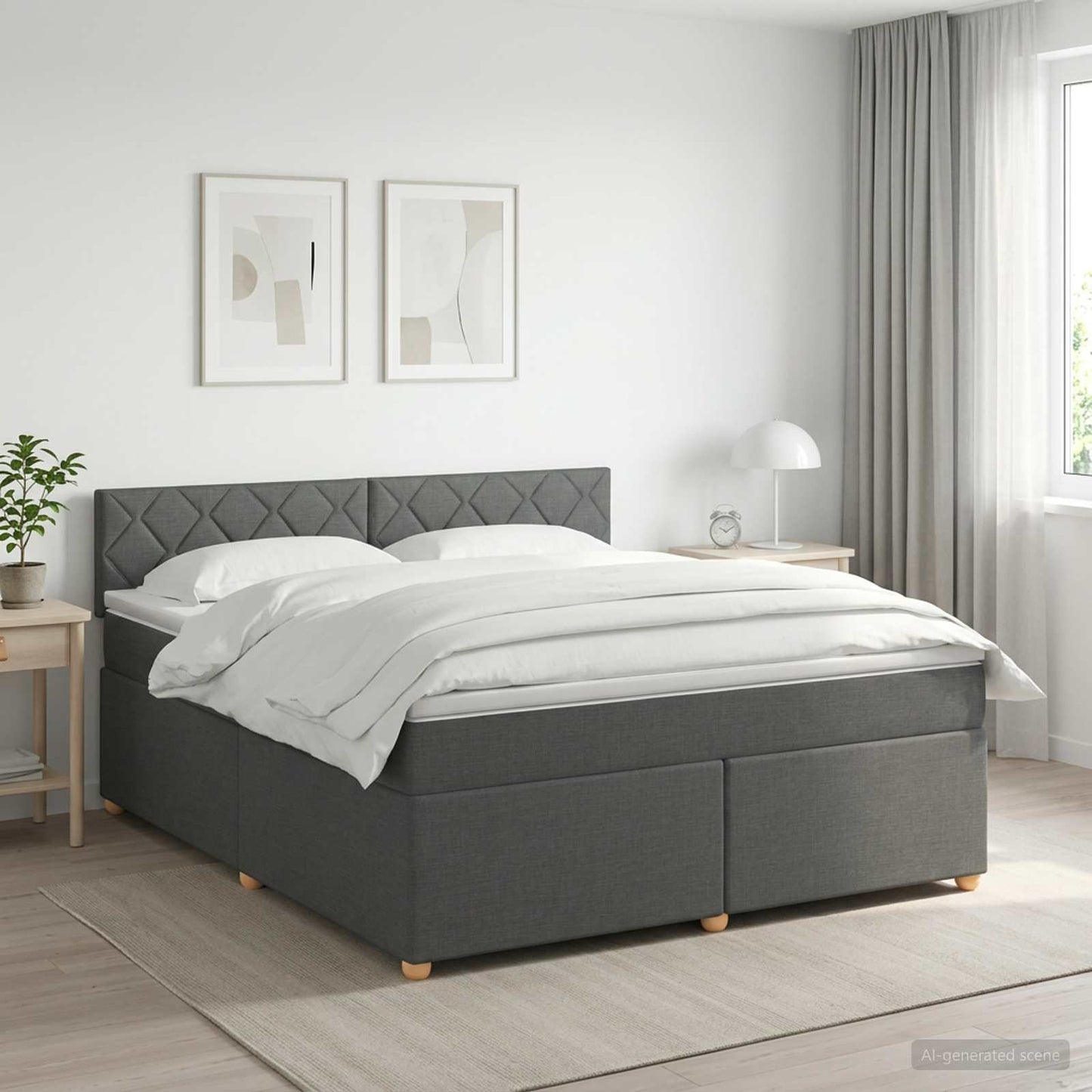 Letto box spring con materasso Grigio Scuro 160 x 200 cm | homemem39