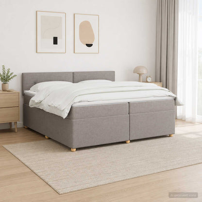 Letto box spring con materasso Tortora 200 x 200 cm Tessuto | homemem39