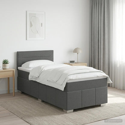 Letto box spring con materasso Grigio Scuro 90 x 200 cm Tessuto