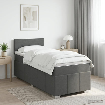 Letto box spring con materasso Grigio Scuro 90 x 190 cm Tessuto