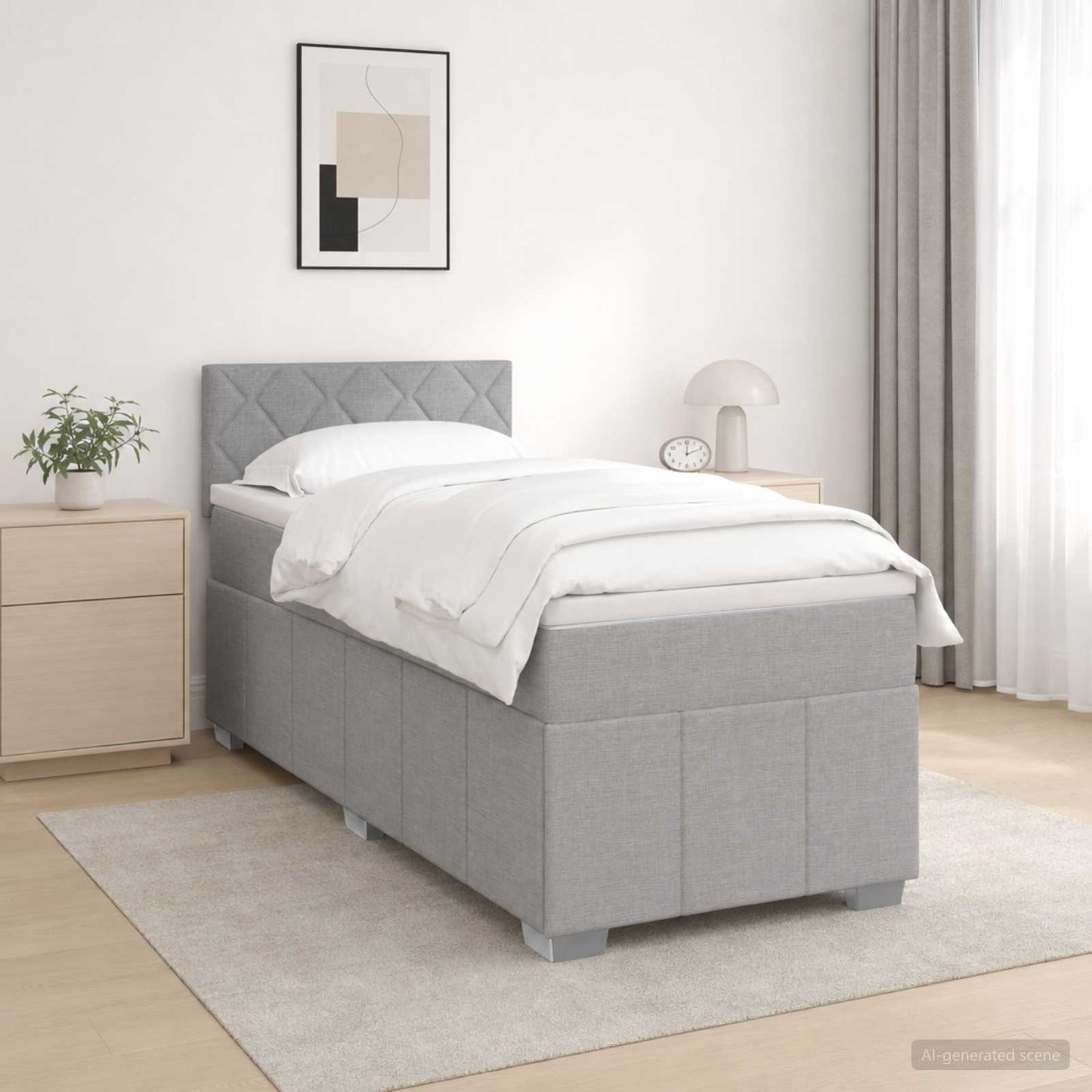Letto box spring con materasso Grigio Chiaro 100 x 200 cm | homemem39