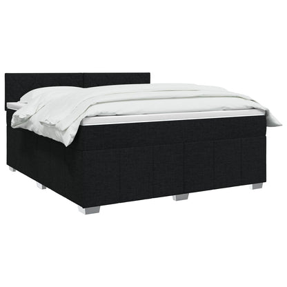 Letto box spring con materasso Nero 140 x 190 cm Tessuto