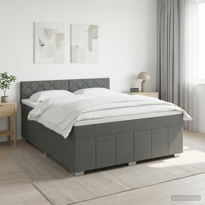 Letto box spring con materasso Grigio Scuro 140 x 200 cm