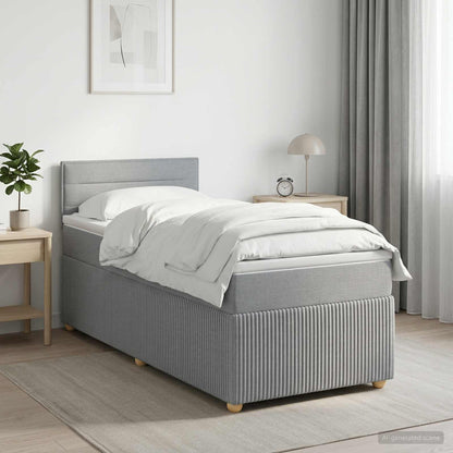 Letto box spring con materasso Grigio Chiaro 90 x 190 cm