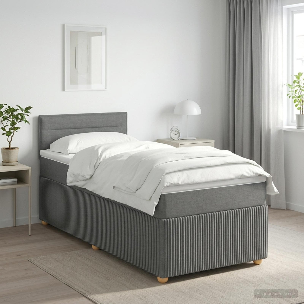 Letto box spring con materasso Grigio Scuro 100 x 200 cm | homemem39