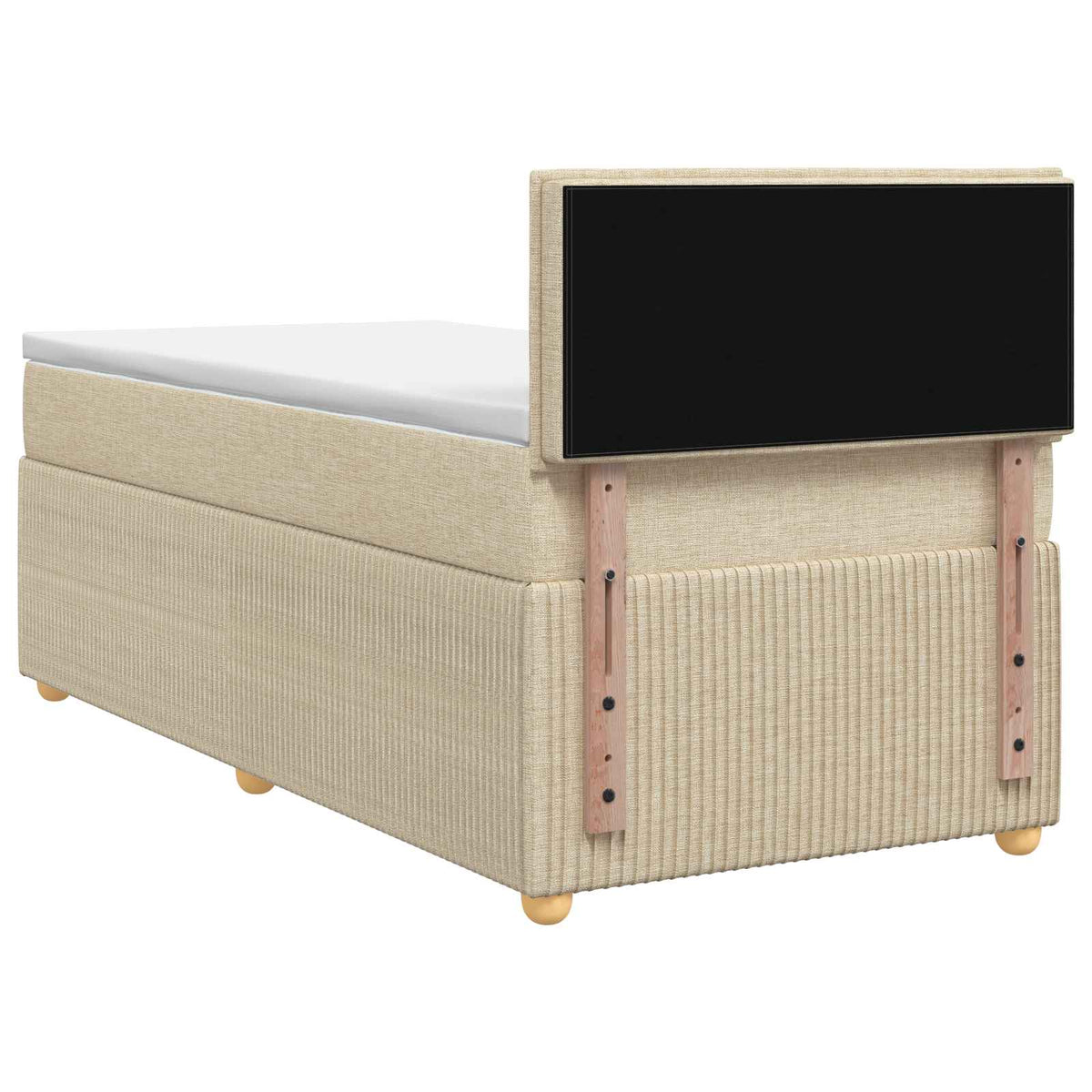 Letto box spring con materasso Crema 90 x 200 cm Tessuto | homemem39