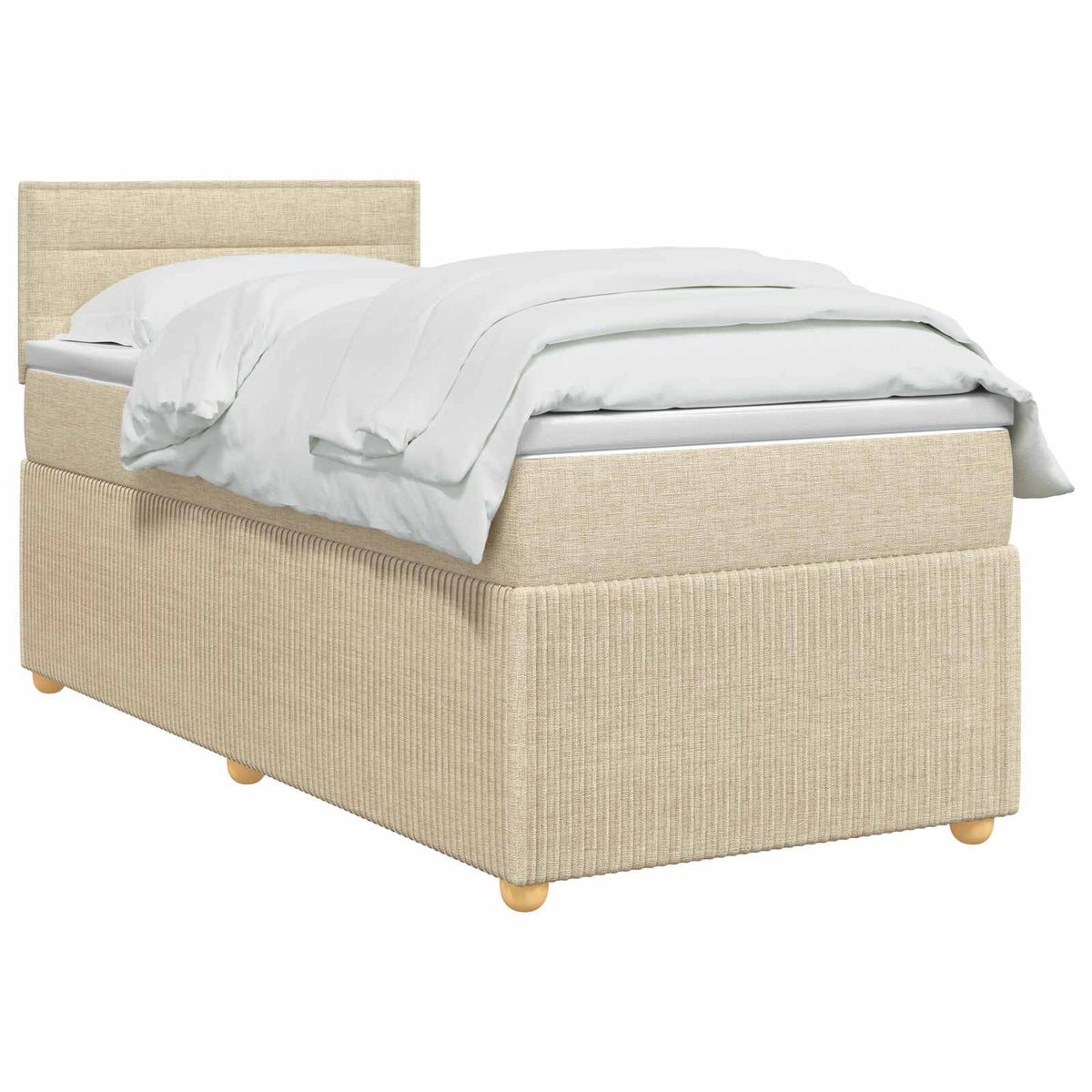 Letto box spring con materasso Crema 100 x 200 cm Tessuto | homemem39
