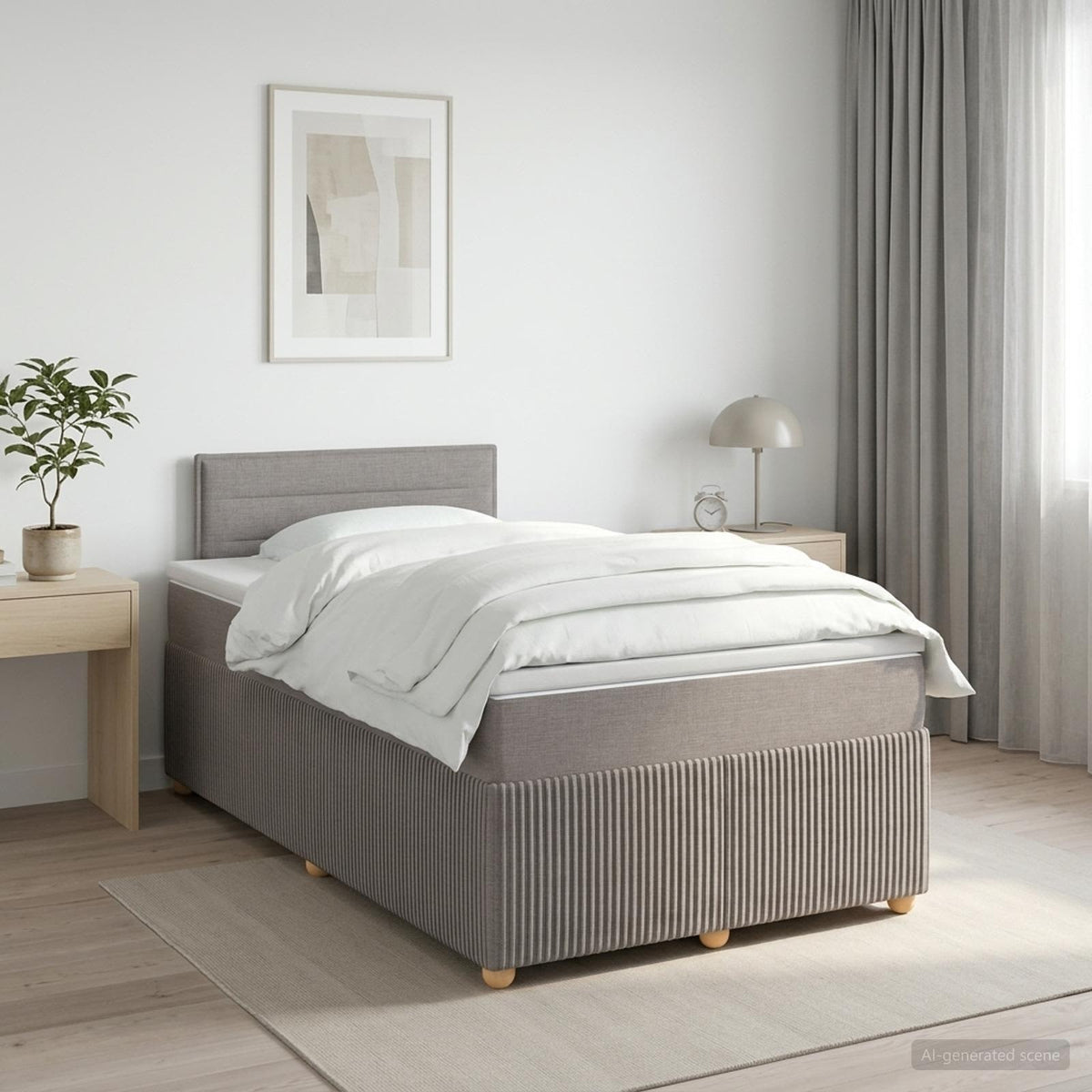 Letto box spring con materasso Tortora 120 x 200 cm Tessuto