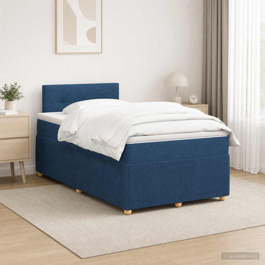 Letto box spring con materasso Blu 120 x 190 cm Tessuto - homemem39