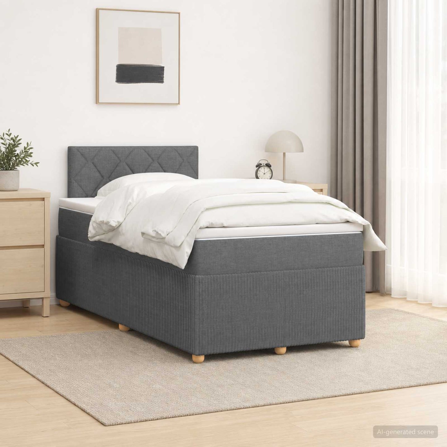 Letto box spring con materasso Grigio Scuro 120 x 190 cm