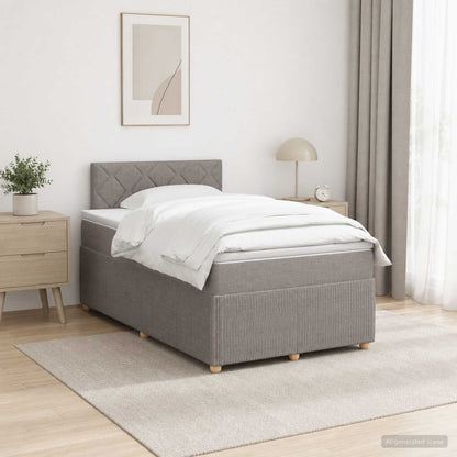 Letto box spring con materasso Tortora 120 x 190 cm Tessuto