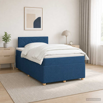 Letto box spring con materasso Blu 120 x 190 cm Tessuto