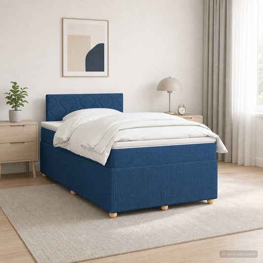 Letto box spring con materasso Blu 120 x 190 cm Tessuto - homemem39