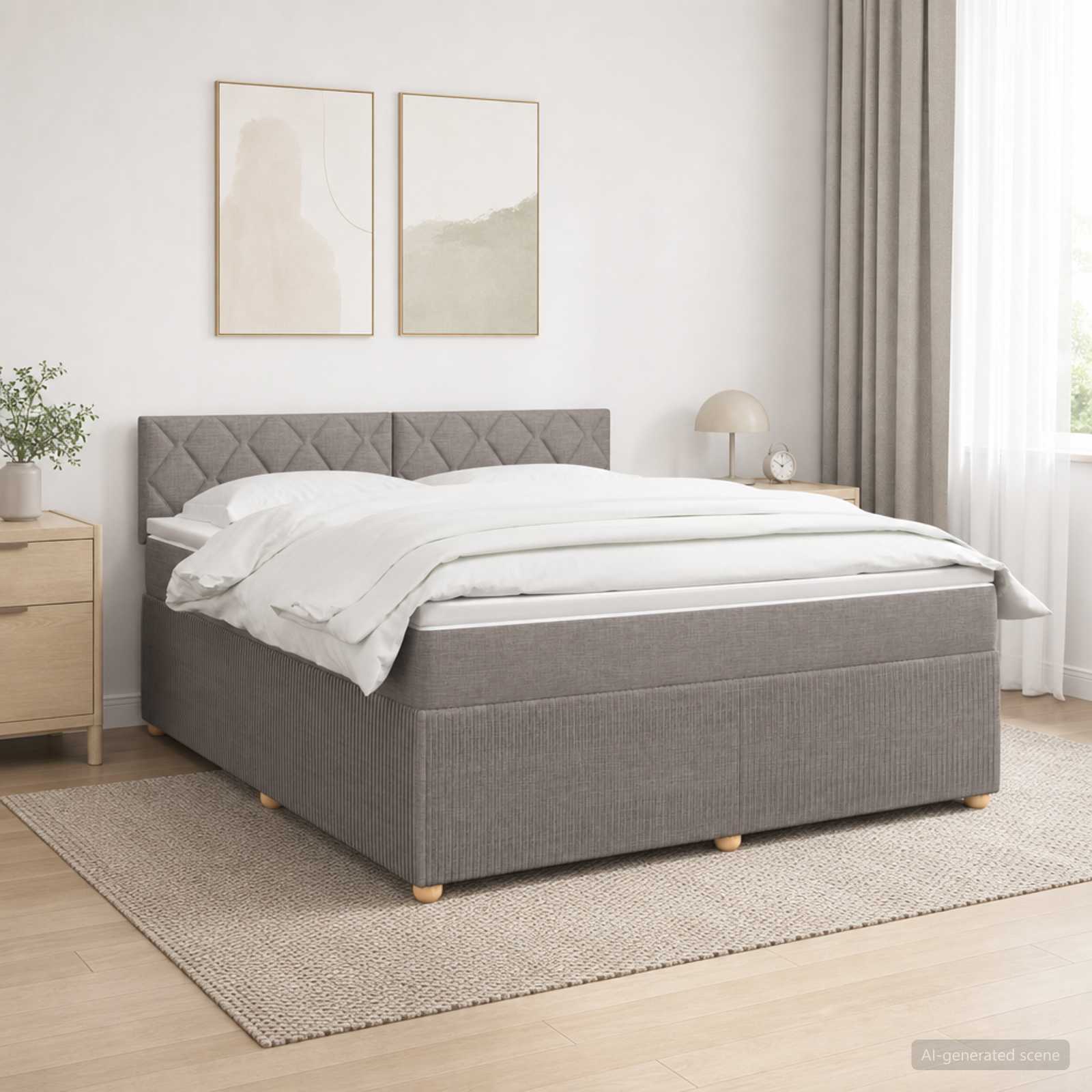Letto box spring con materasso Tortora 140 x 200 cm Tessuto | homemem39