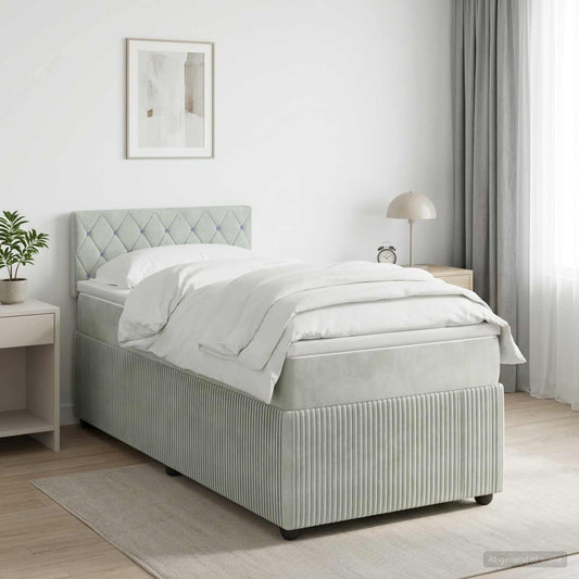 Letto box spring con materasso Grigio Chiaro 90 x 190 cm - homemem39