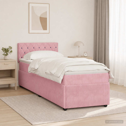 Letto box spring con materasso Rosa 80 x 200 cm Velluto | homemem39