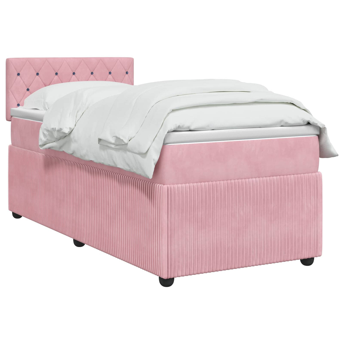 Letto box spring con materasso Rosa 80 x 200 cm Velluto | homemem39