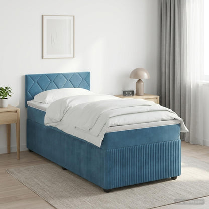 Letto box spring con materasso Blu Scuro 90 x 200 cm Velluto | homemem39