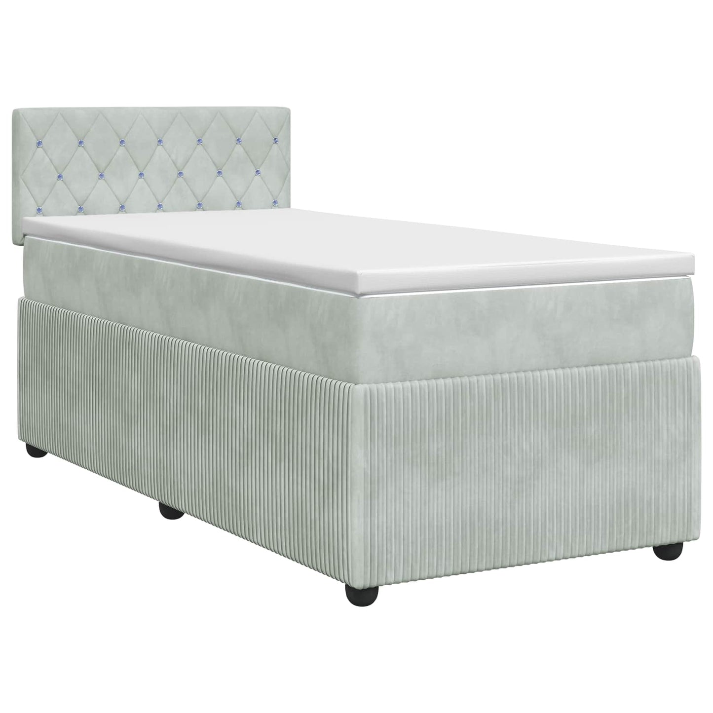 Letto box spring con materasso Grigio Chiaro 90 x 190 cm