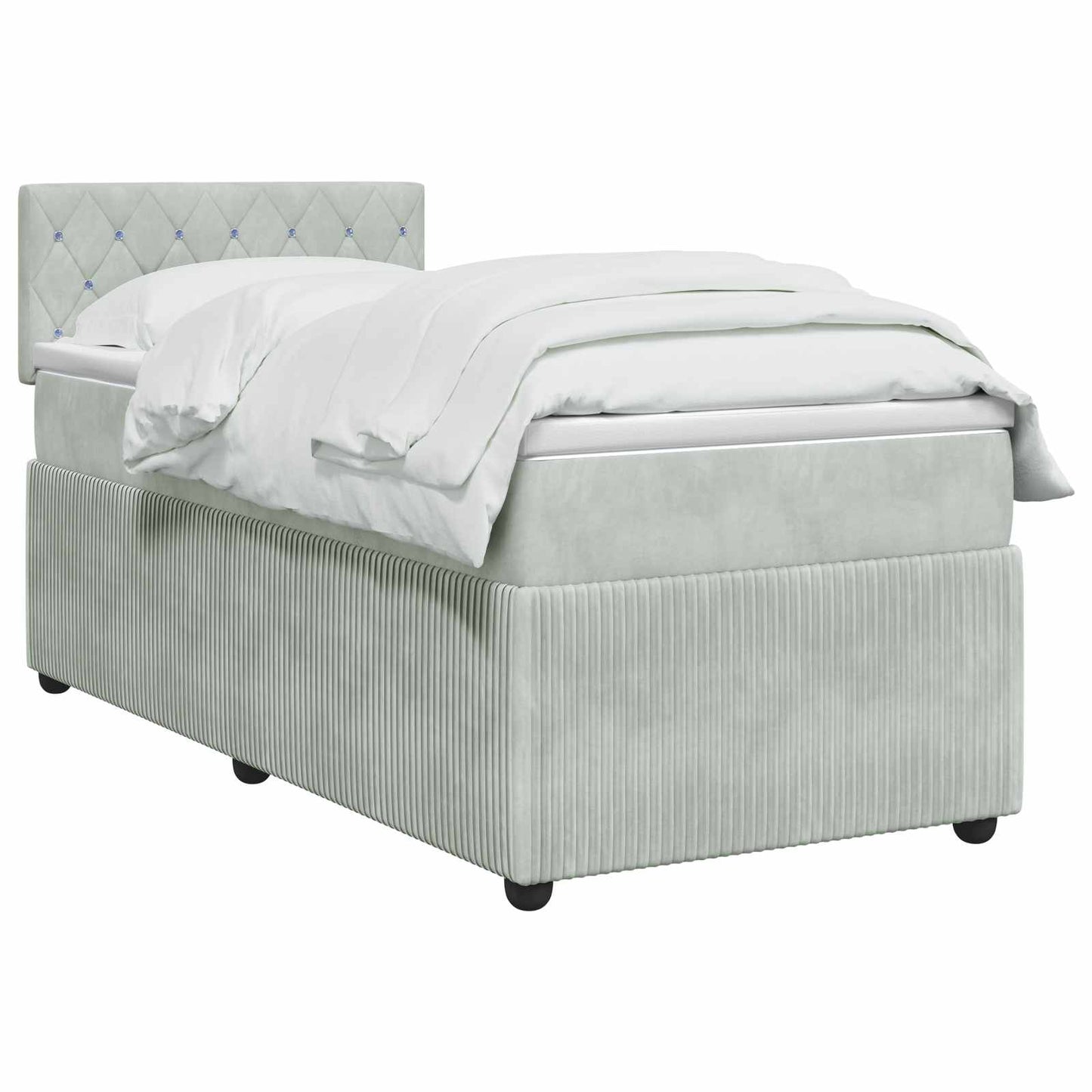 Letto box spring con materasso Grigio Chiaro 90 x 190 cm