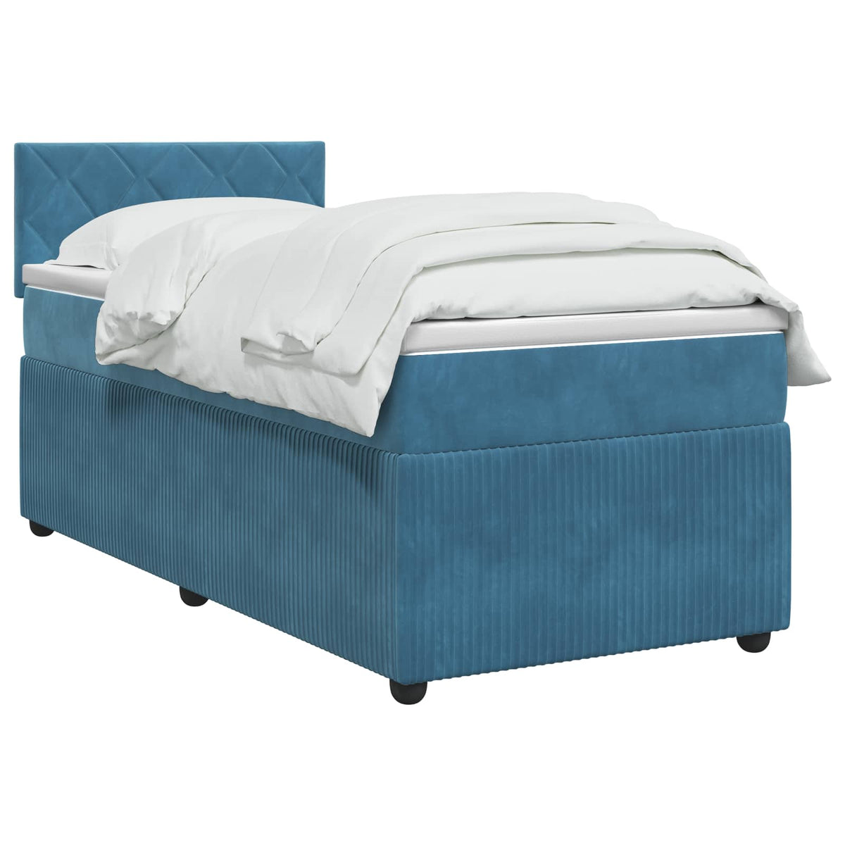 Letto box spring con materasso Blu Scuro 90 x 190 cm Velluto | homemem39