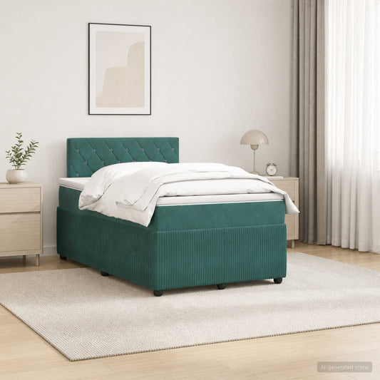 Letto box spring con materasso Verde Scuro 120 x 190 cm Velluto - homemem39