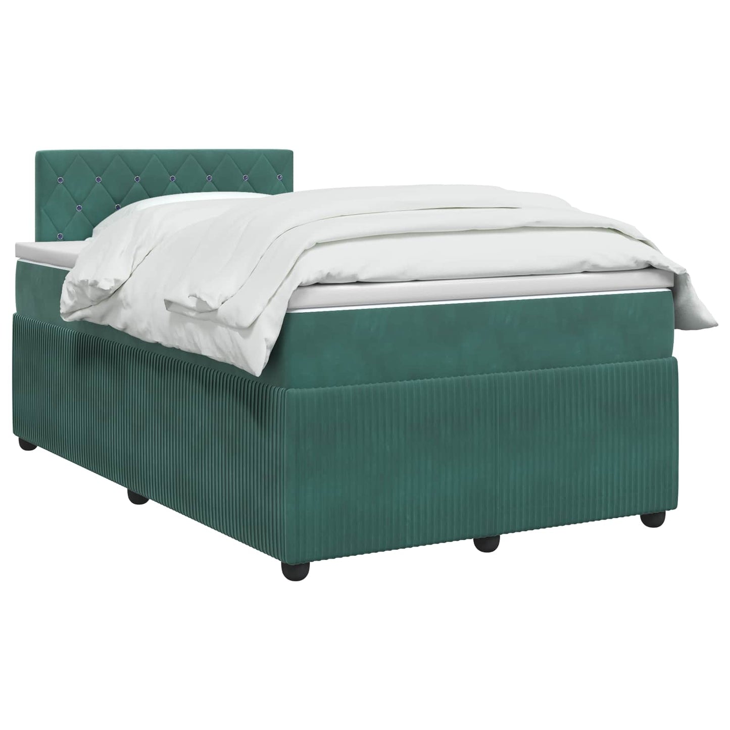 Letto box spring con materasso Verde Scuro 120 x 190 cm Velluto