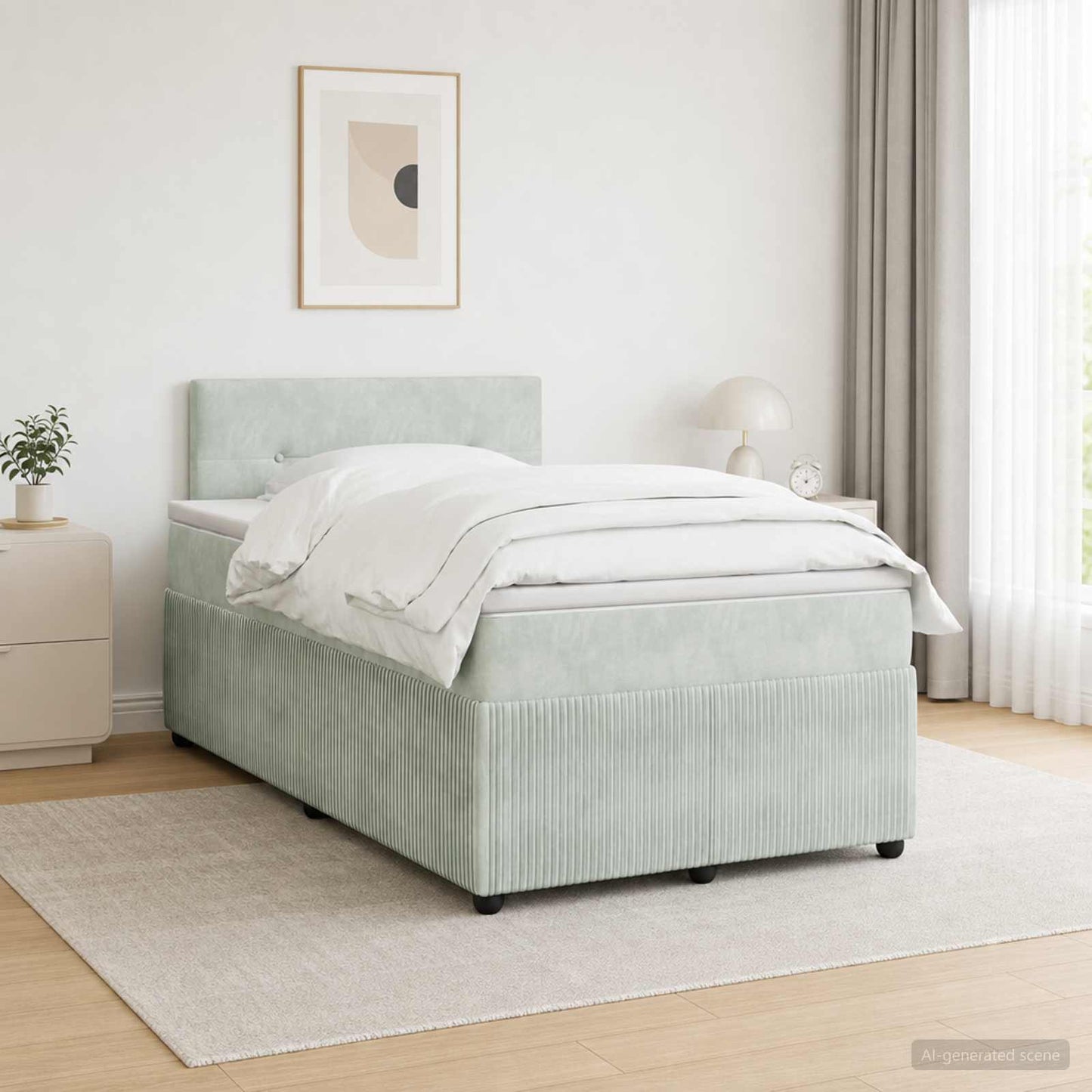 Letto box spring con materasso Grigio Chiaro 120 x 200 cm